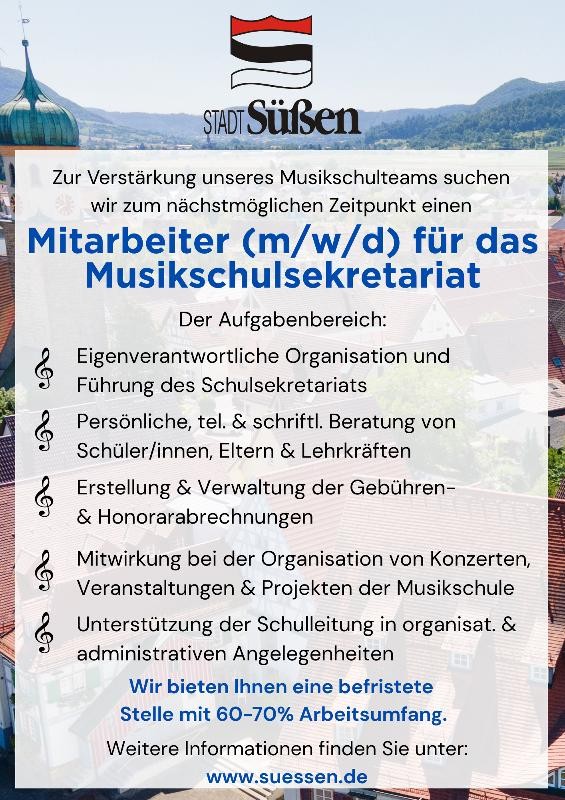 Stelle Sekretariat Musikschule Stelle Sekretariat Musikschule