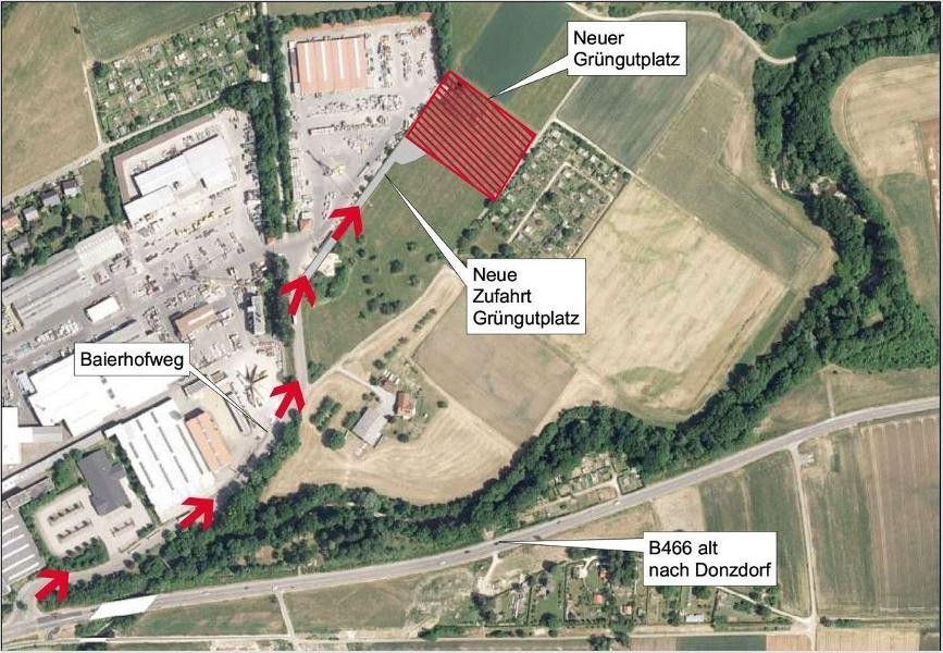 Grüngutplatz Zufahrt Grüngutplatz über Baierhofweg
