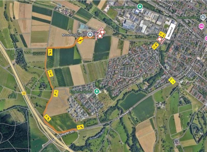 Sanierung des Geigenwegs - Umleitungsstrecke Ein Luftbild der Umleitungsstrecke