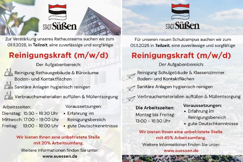 Stellenausschreibung Reinigungskraft 1 Annonce für eine Stellenausschreibung