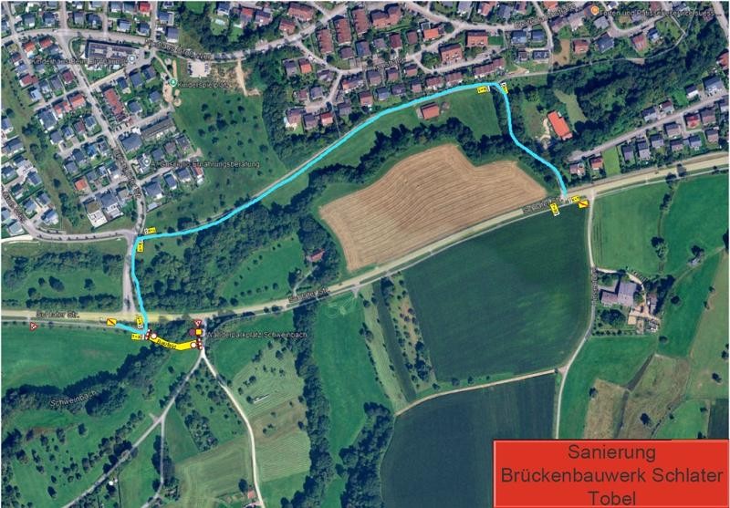Umleitung Brückensanierung Schlater Tobel
